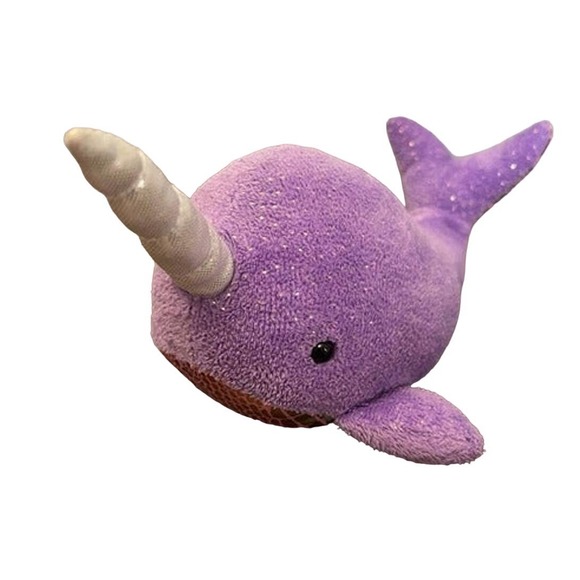 Aurora World Purple Pink Glitter Sparkly Narwhal Plush 10" - Picture 1 of 4